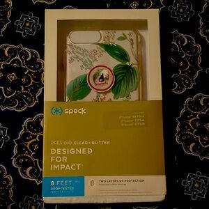 Speck Presidio Clear + Glitter Phone Case - Green and White